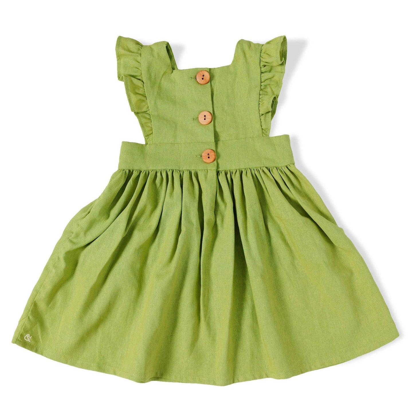 Linen Pinafore in Kiwi - Yellow Green