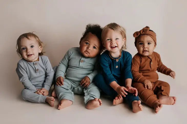 Baby Ribbed Playsuit with Pockets - Blue Kangaroo Clothing