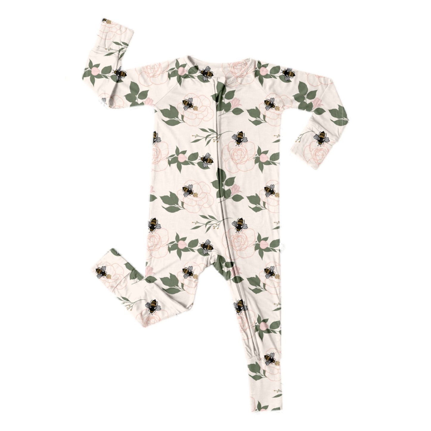 Bamboo Convertible PJs - Pink Peony - Blue Kangaroo Clothing