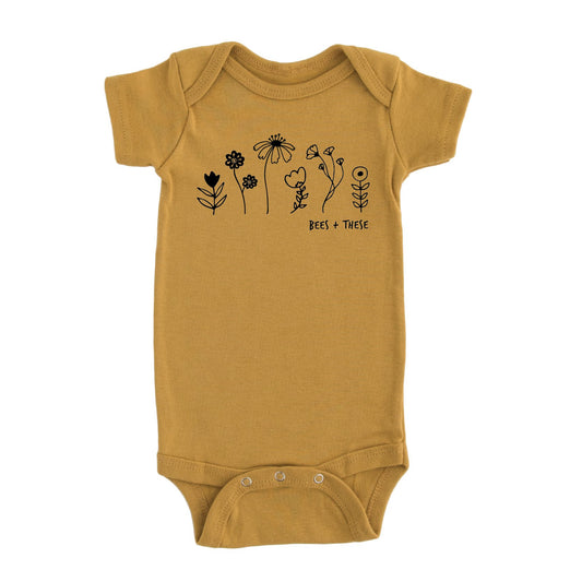 Bees + These Onesie - Organic - Blue Kangaroo Clothing