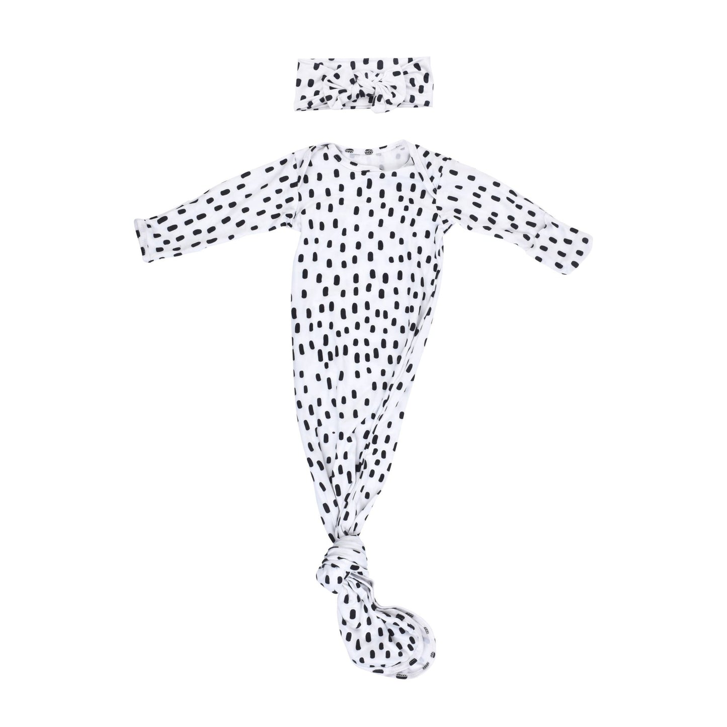 Black & White Polka Dot Knotted Gown | Newborn - Blue Kangaroo Clothing