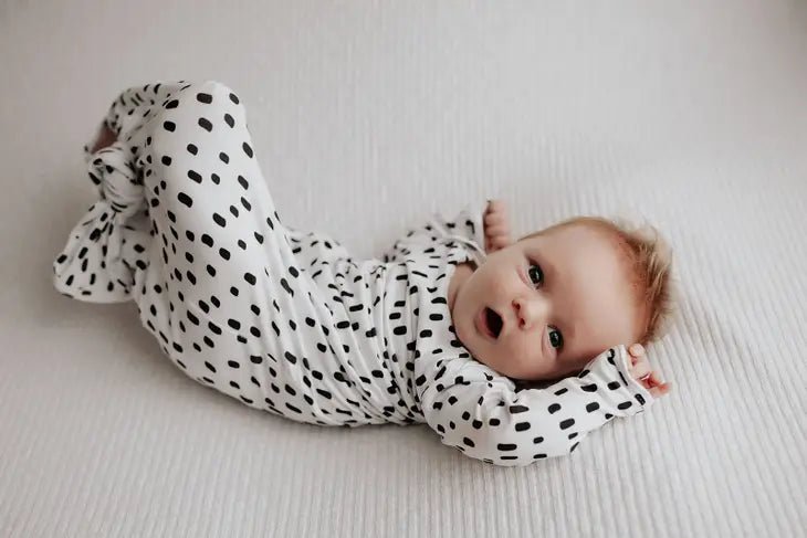 Black & White Polka Dot Knotted Gown | Newborn - Blue Kangaroo Clothing