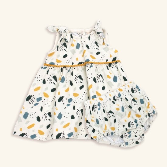 Bloom Shoulder Knot Dress/Bloomer Set (Organic Cotton) - Blue Kangaroo Clothing