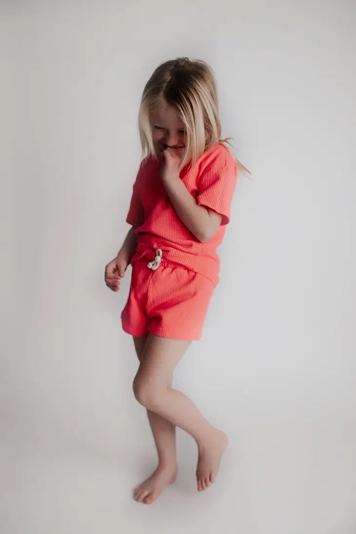 Hot Neon Pink Summer Waffle 3 Piece Set - Blue Kangaroo Clothing