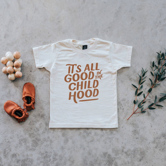 It's All Good in the Childhood Organic Tee - Blue Kangaroo Clothing