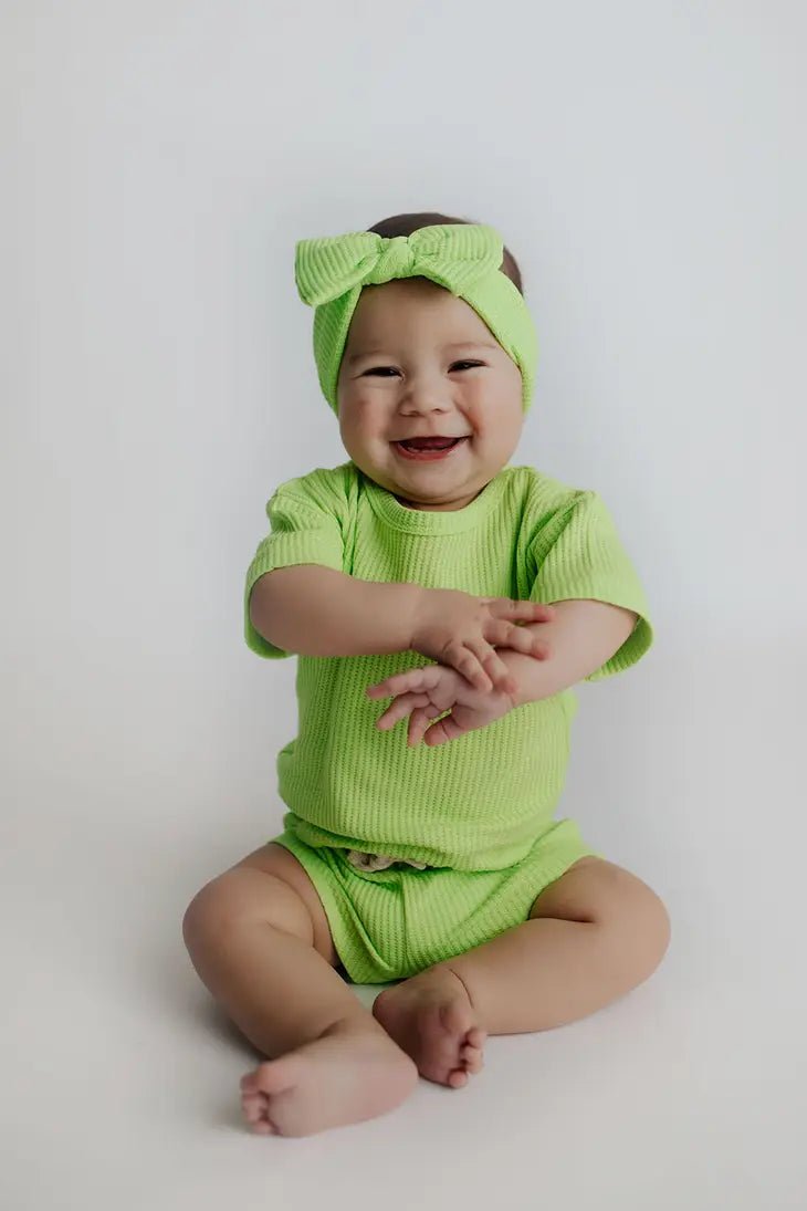 Lime Green Summer Waffle 3 Piece Set - Blue Kangaroo Clothing