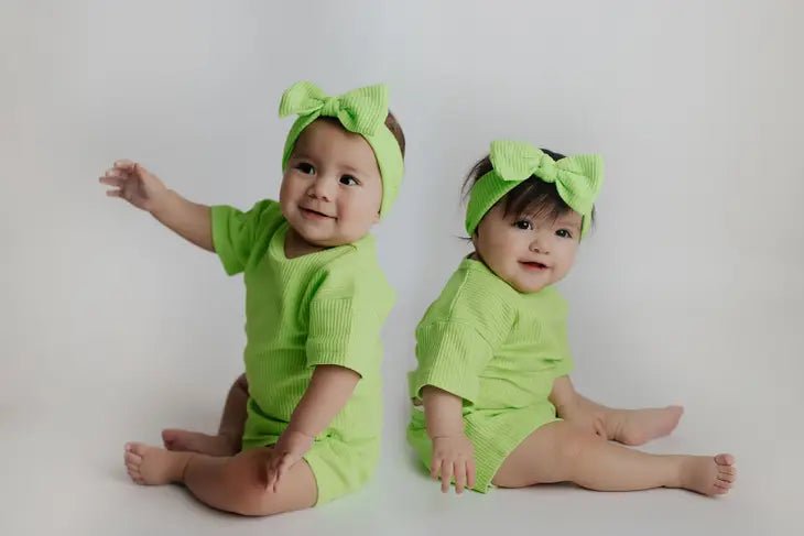 Lime Green Summer Waffle 3 Piece Set - Blue Kangaroo Clothing
