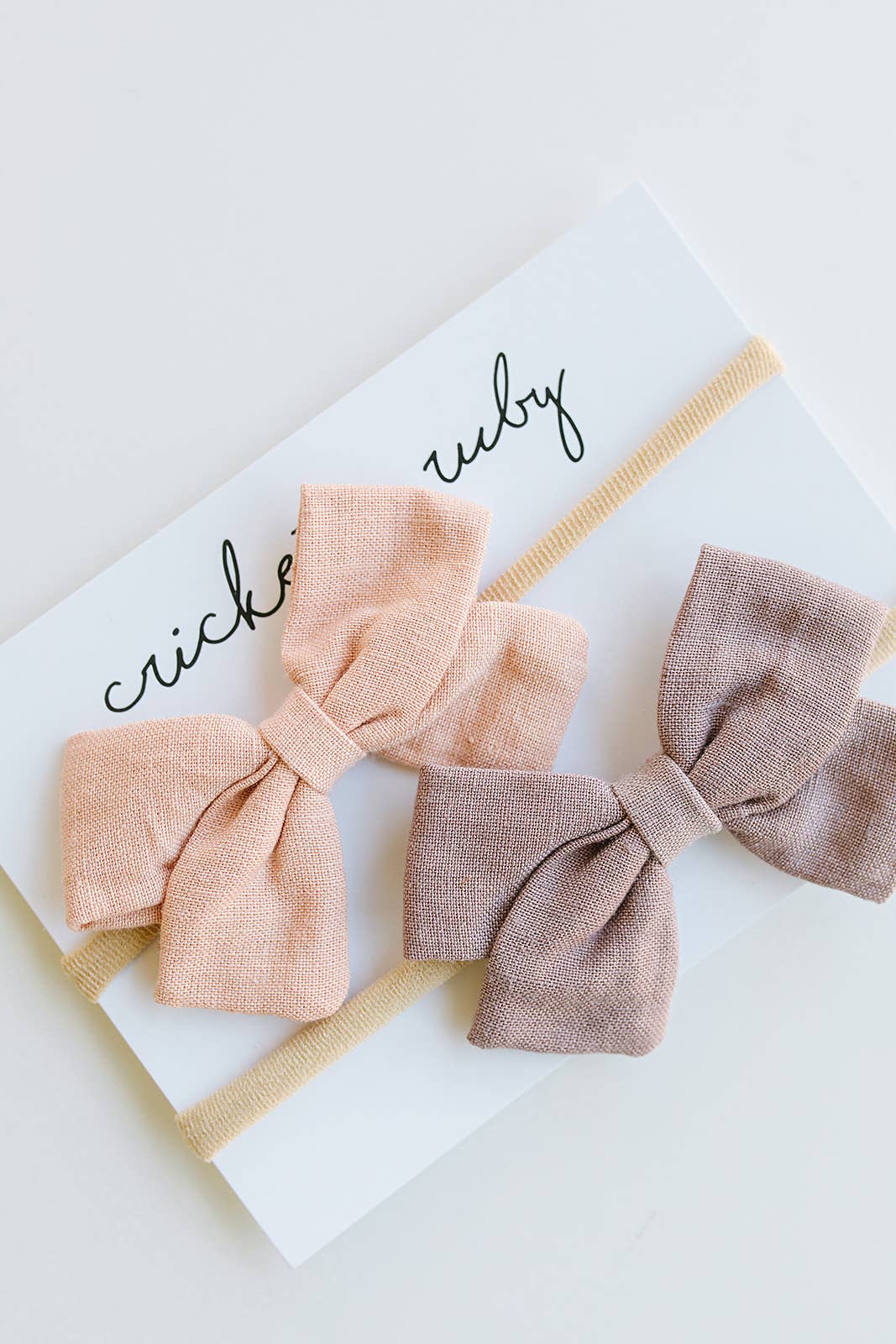 Linen Bow Headband - Blush & Lavender - 2 Pack - Blue Kangaroo Clothing
