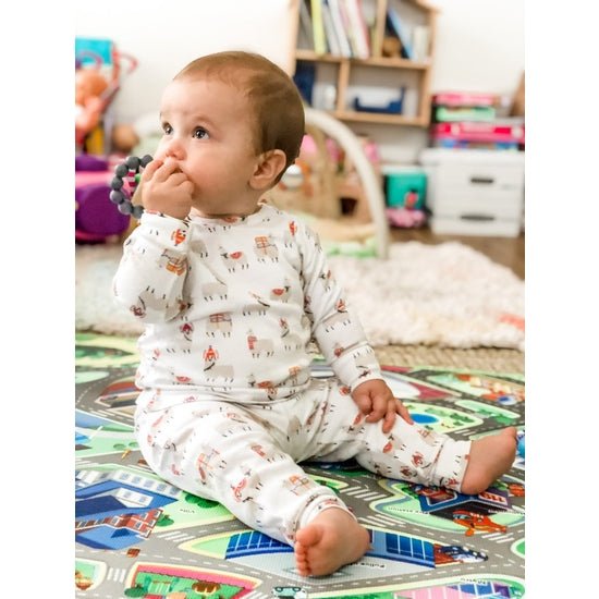 Llama Two Piece Pajama Set - Blue Kangaroo Clothing