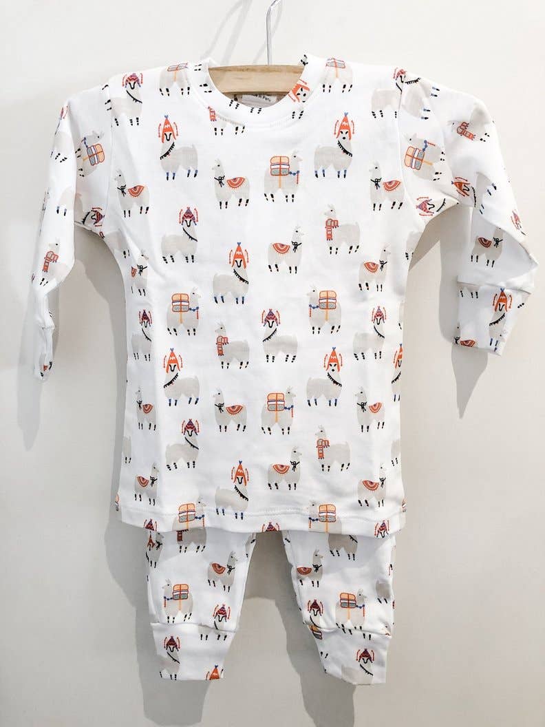 Llama Two Piece Pajama Set - Blue Kangaroo Clothing