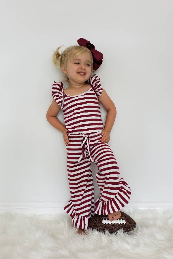Maroon Striped Girls Romper - Blue Kangaroo Clothing