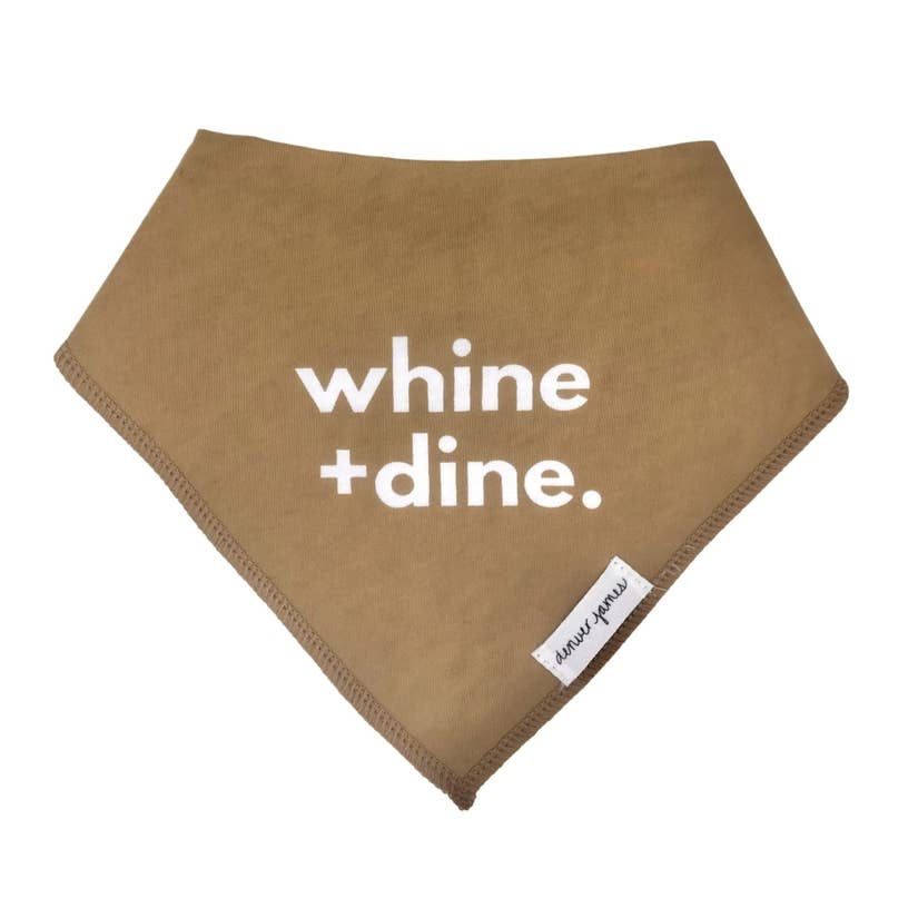 Statement Bandana Bib - Whine + Dine - Blue Kangaroo Clothing
