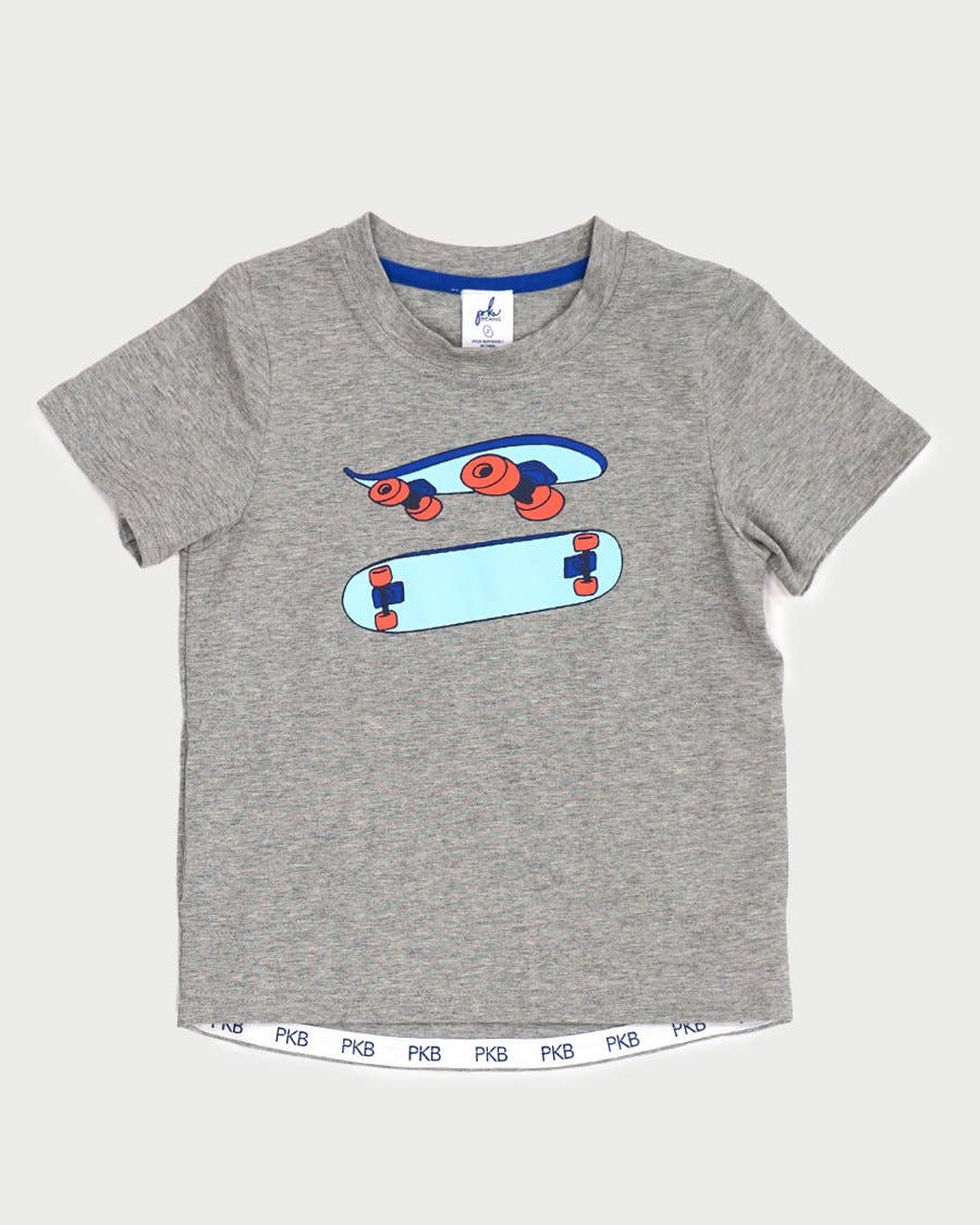 Tag Tee - Light Heather Grey Skateboard - Blue Kangaroo Clothing