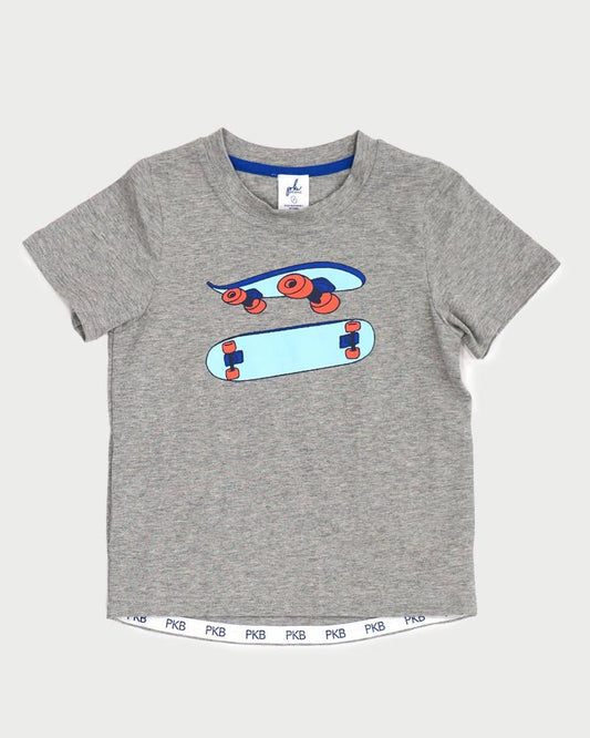Tag Tee - Light Heather Grey Skateboard - Blue Kangaroo Clothing