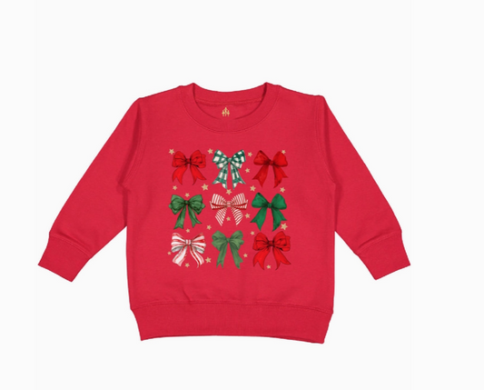 Coquette Holiday Bows Kid's Christmas Sweatshirt