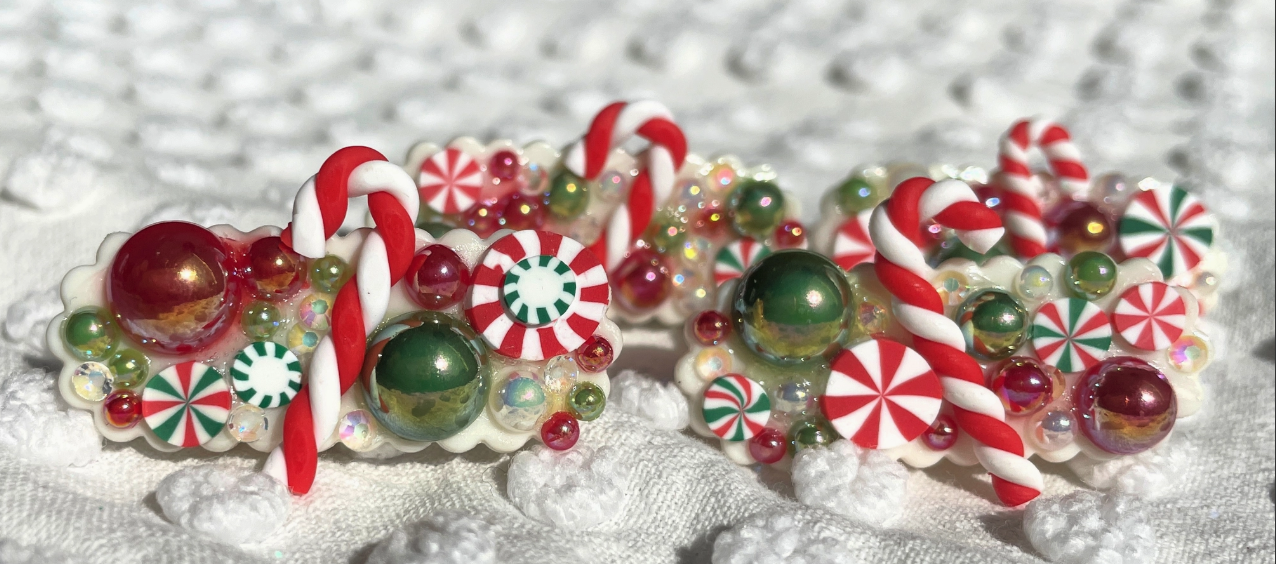 Candy Cane  Bauble Hair Clip