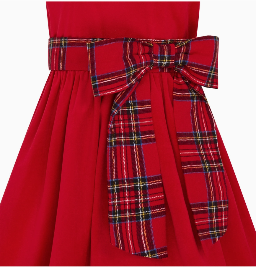 Ailsa Velvet & Plaid Bow Girl's Holiday Party Dress