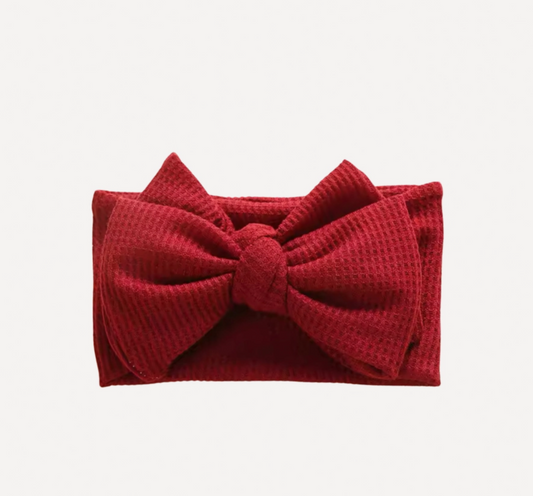 Chunky Waffle Bow Headband | Cranberry