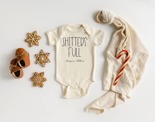 Christmas "Shitter's Full" Natural Color Baby Bodysuit