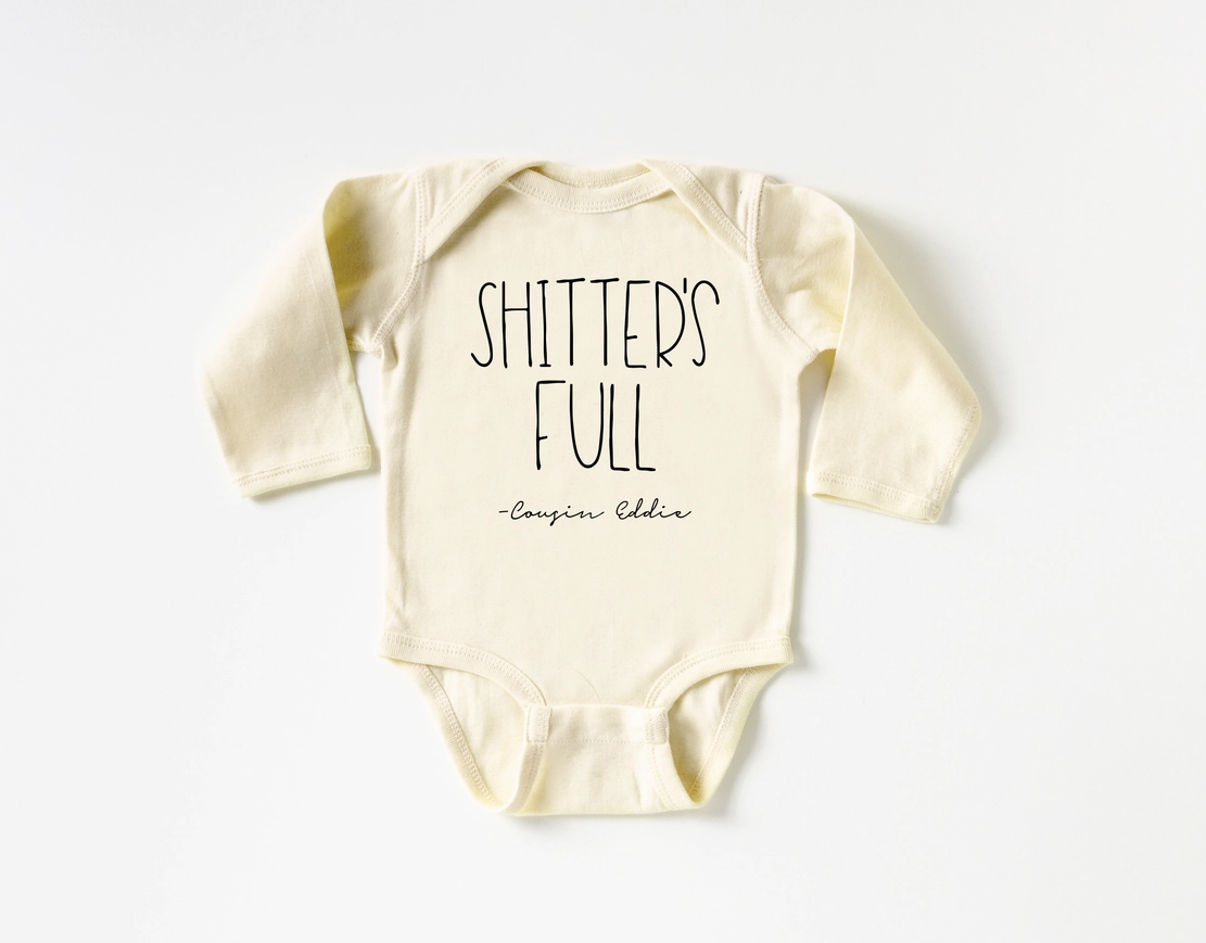 Christmas "Shitter's Full" Natural Color Baby Bodysuit