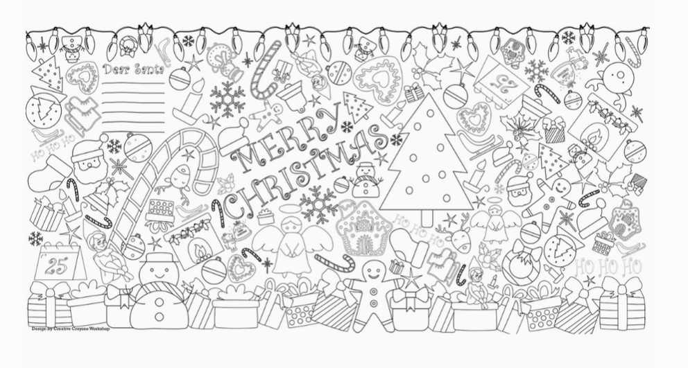 Christmas Coloring Tablecloth | Christmas Family Activity