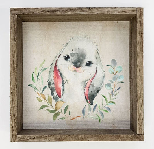 Watercolor Farm Bunny Small Canvas Decor