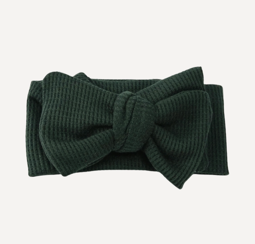 Chunky Waffle Bow Headband | Forest