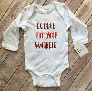 “Gobble Til You Wobble” Baby Bodysuit - Blue Kangaroo Clothing