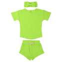 Lime Green Summer Waffle 3 Piece Set - Blue Kangaroo Clothing