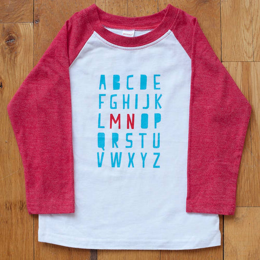 Minnesota Alphabet Raglan Tee - Blue Kangaroo Clothing