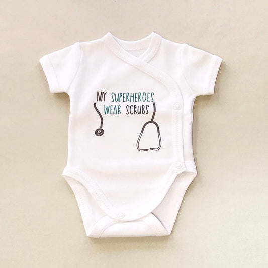 NICU Friendly Graphic Kimono Bodysuit Neutral - Blue Kangaroo Clothing