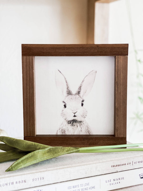 Watercolor Bunny | Spring Easter Wood Sign - Blue Kangaroo Clothing
